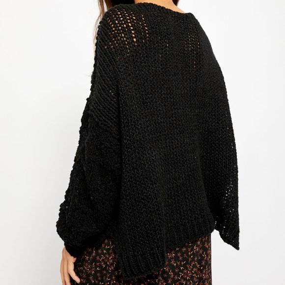 NWT Free People Sunday Shore Pullover / Black - Picture 5 of 5